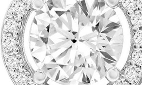 Simona Sterling Silver Round Cubic Zirconia Halo Stud Earrings In Silver