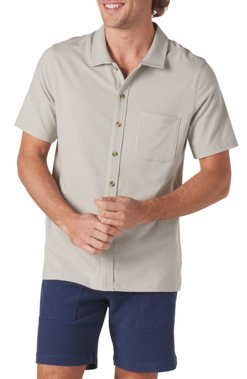 Puremeso Solid Short Sleeve Knit Button-Up Shirt in Sage