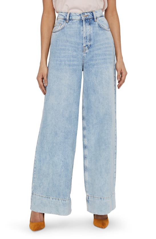 Shop Vero Moda Emma Super High Waist Leg Jeans In Light Blue Denim