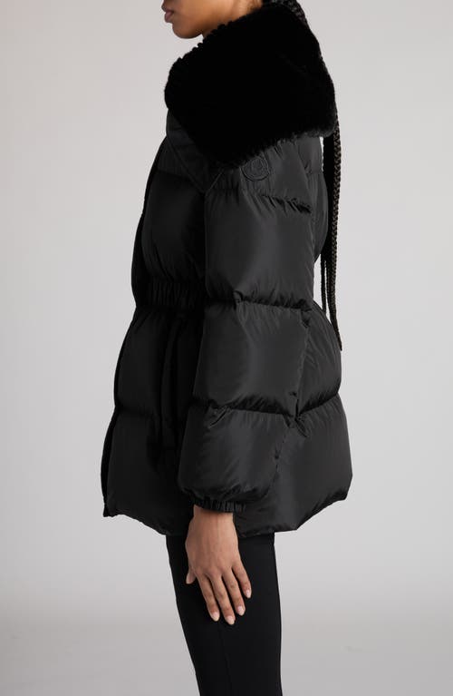 Shop Moncler Brasseurs Down Jacket With Faux Fur Trim In Black