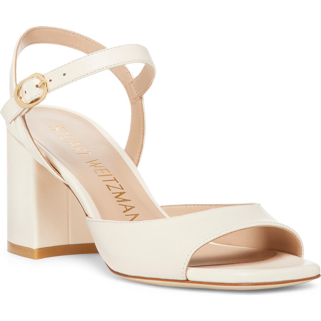 Stuart Weitzman Sh662 Womens Block Heel Man Made Ankle Strap In Seashell
