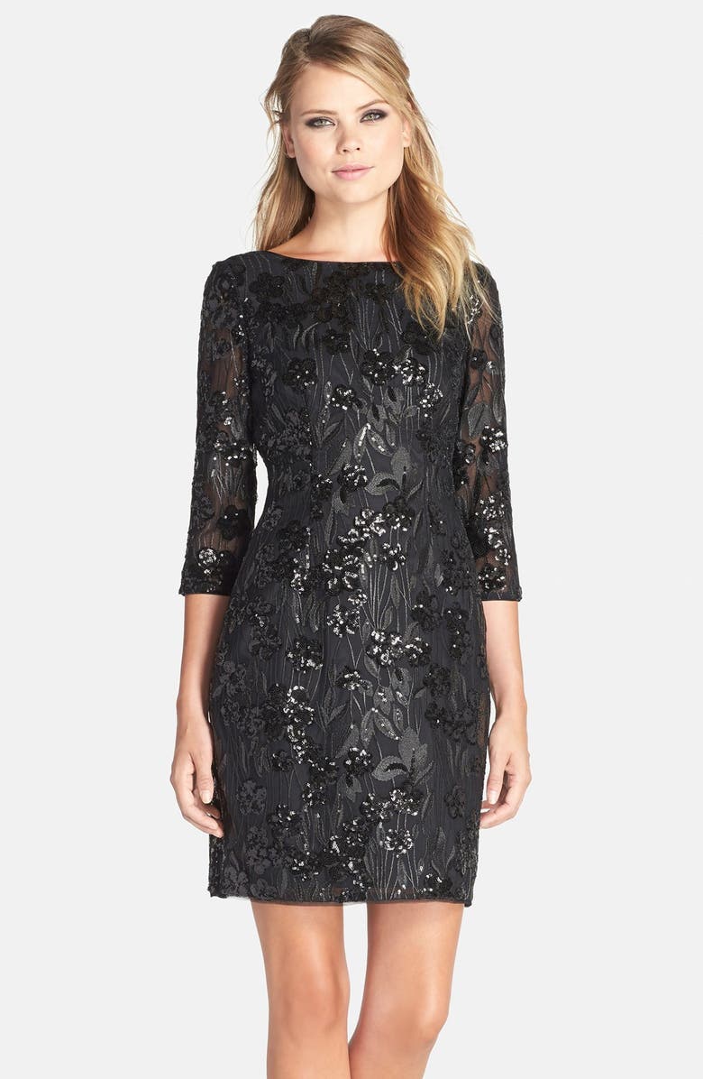 Aidan by Aidan Mattox Embroidered Floral Sequin Dress | Nordstrom