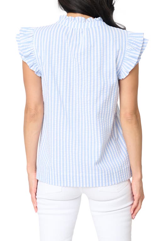 GIBSONLOOK GIBSONLOOK STRIPE FLUTTER SLEEVE SEERSUCKER TOP 