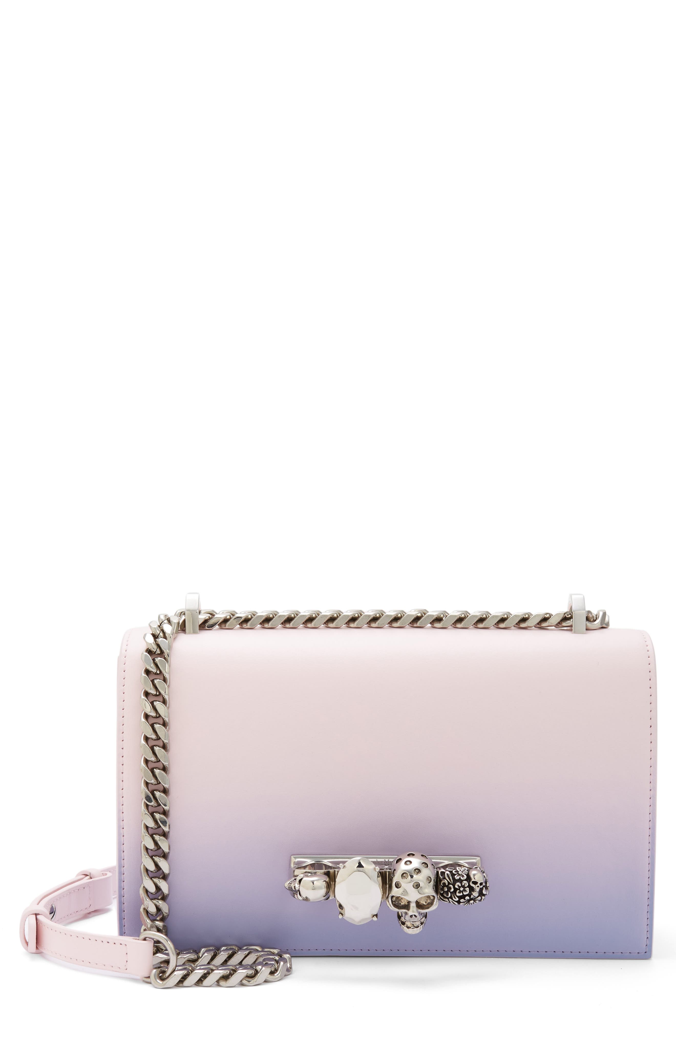 Alexander McQueen Jeweled Ombré Leather Shoulder Bag in 8590 Lilac Multi