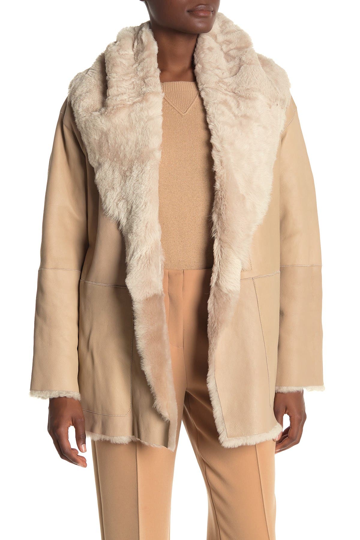 vince shearling hooded jacket