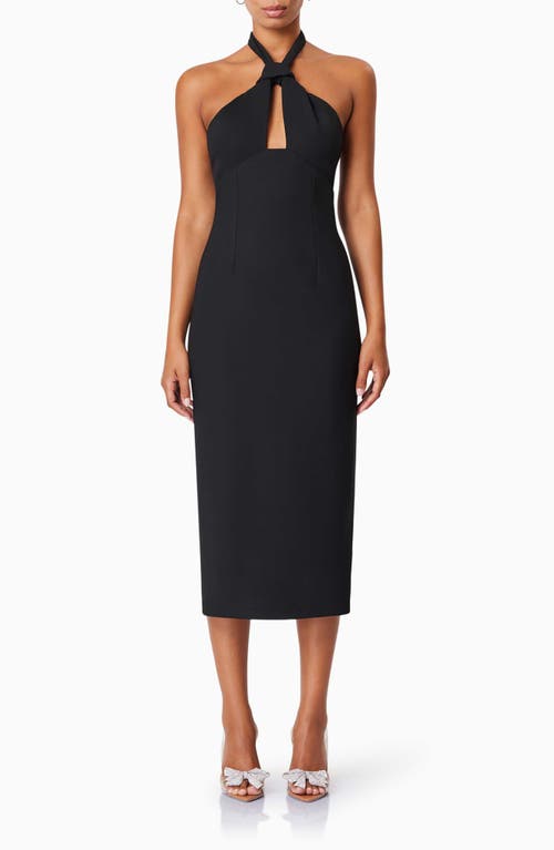 Elliatt Victoria Halter Neck Stretch Crepe Cocktail Dress In Black