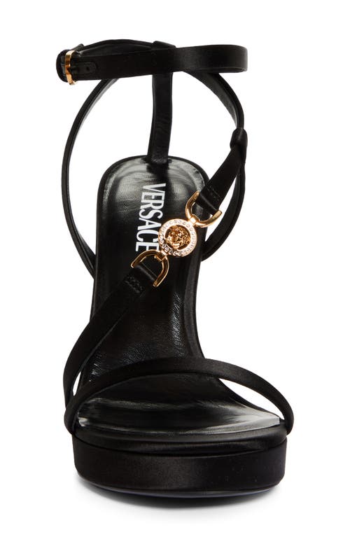 Shop Versace Medusa '95 Platform Sandal In Black/ Gold