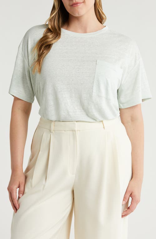 Shop Nordstrom Boxy Linen Pocket T-shirt In Teal Chalk