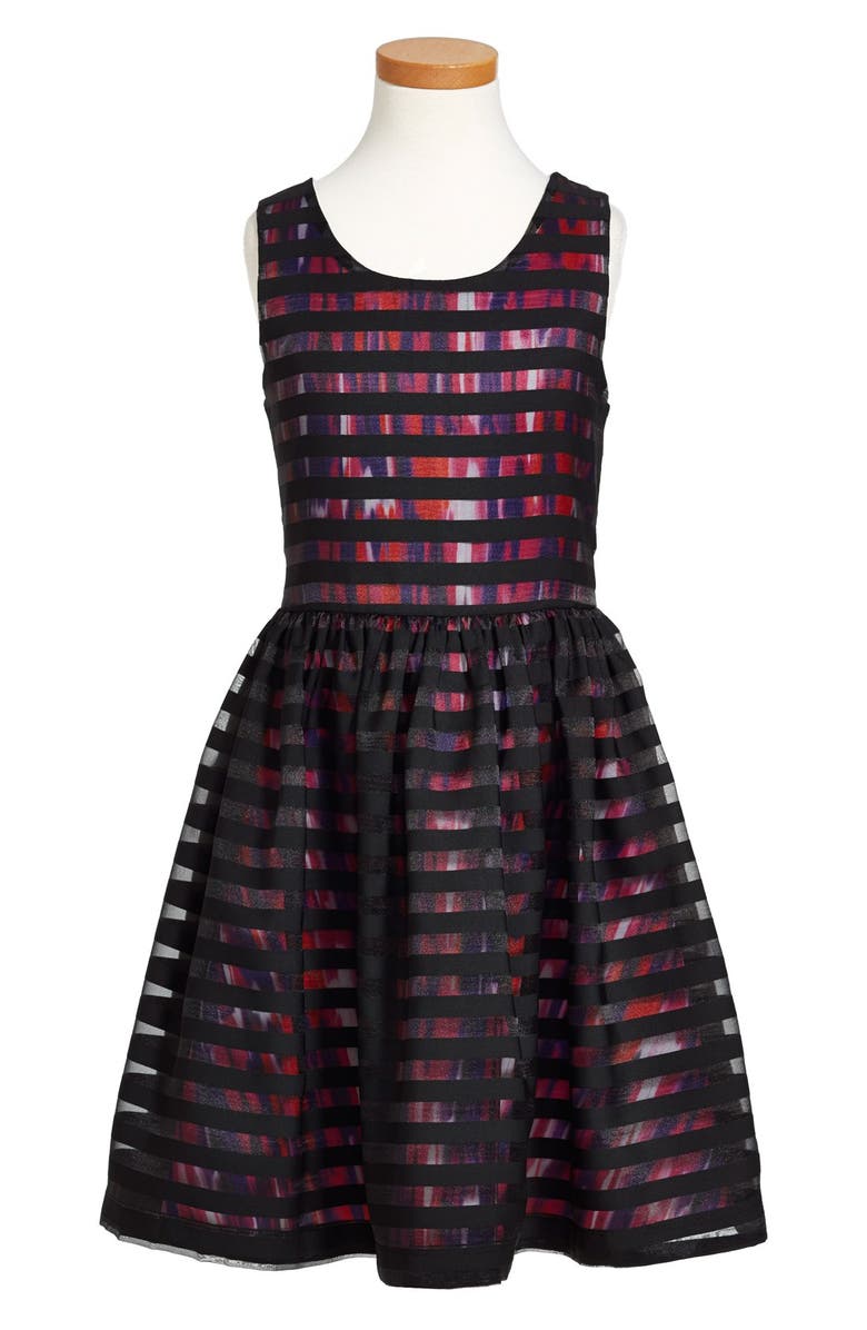Nicole Miller Stripe Overlay Sleeveless Dress (Big Girls) | Nordstrom