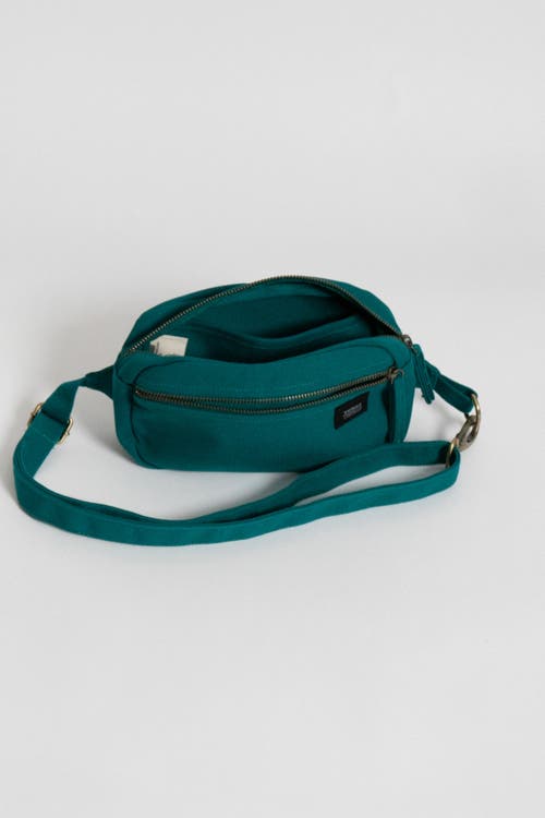 Terra Thread Organic Cotton Sling Belt Bag In Deep Sea Teal