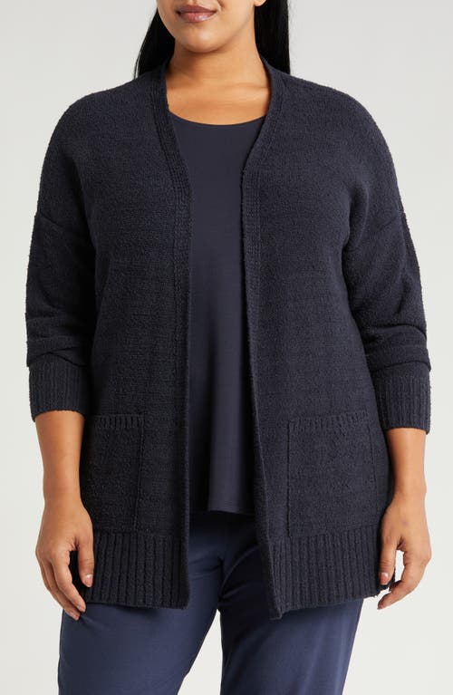 Shop Eileen Fisher Long Boxy Organic Cotton Cardigan In Nocturne