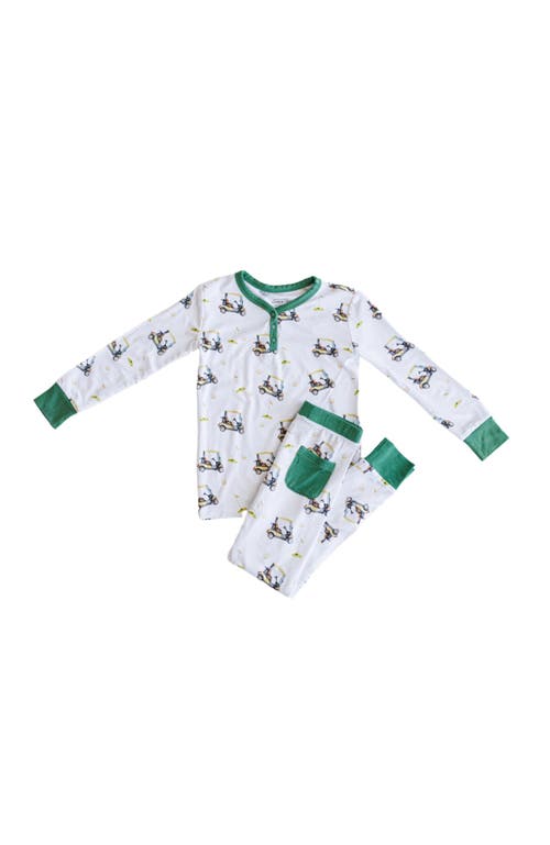 Shop Charlie Lou Baby ® Tee-time Golf Pajama Set In White & Green