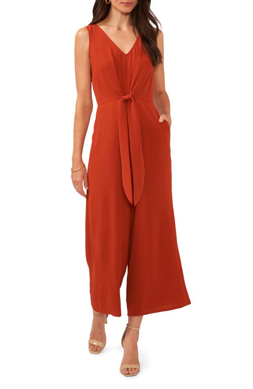 Vince Camuto Tie Front Wide Leg Jumpsuit In Red