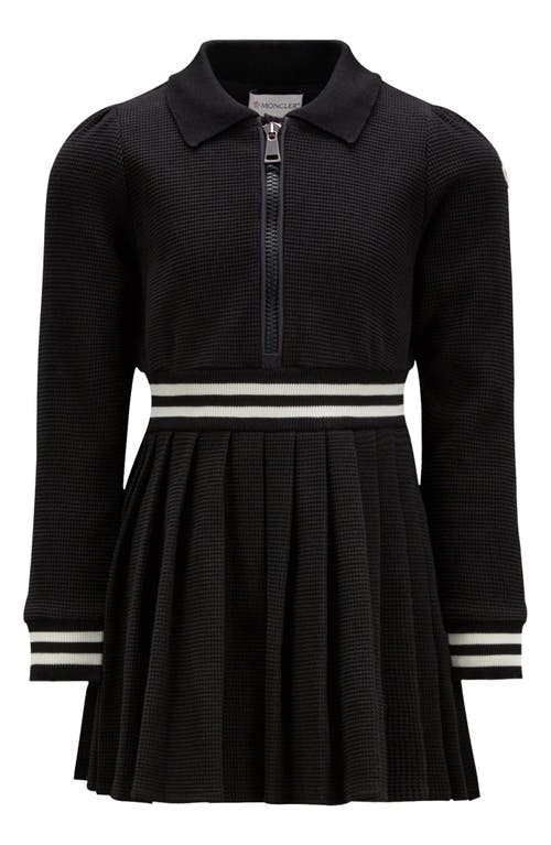 Moncler Kids' Long Sleeve Stretch Cotton Knit Dress in Black at Nordstrom, Size 8Y