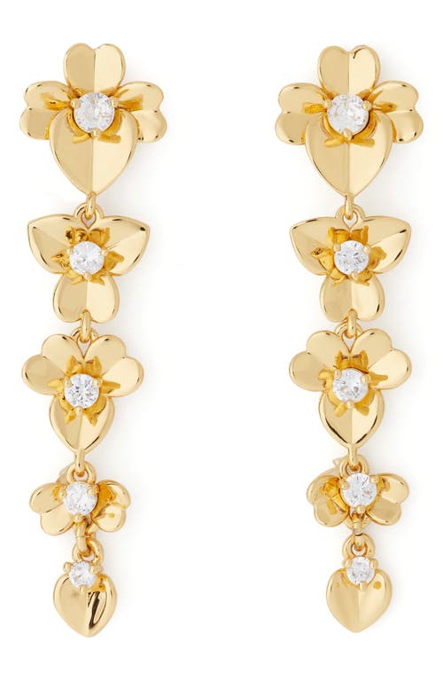 Shop Kate Spade New York Precious Pansy Linear Drop Earrings In Gold.