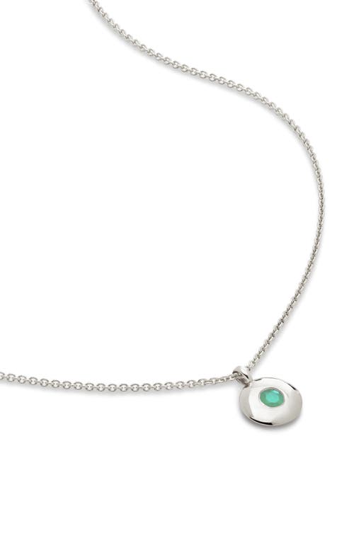 May Birthstone Emerald Pendant Necklace in Sterling Silver