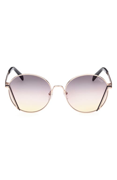 Emilio Pucci 58mm Round Sunglasses in Rose Gold/Gradient Smoke