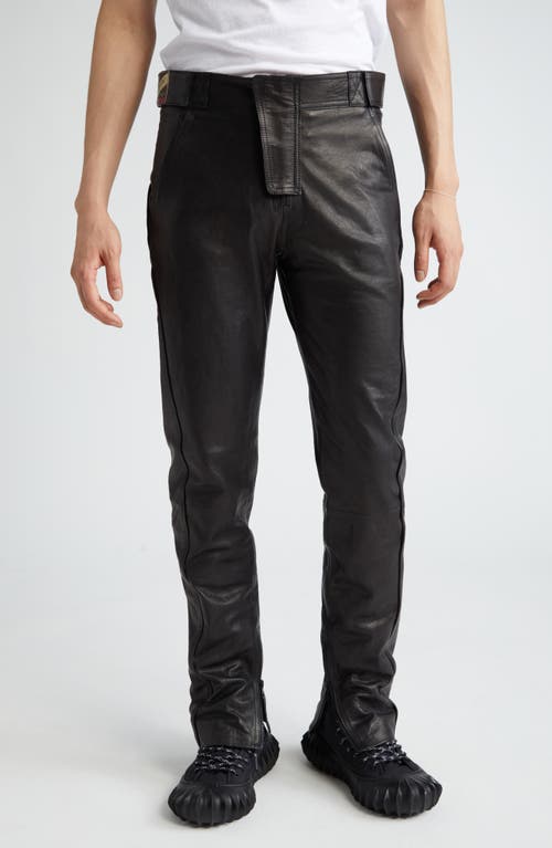 Gender Inclusive Paneled Leather Pants in Black