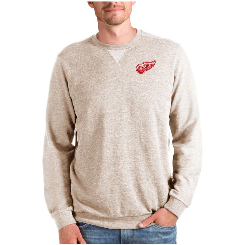 Shop Antigua Oatmeal Detroit Red Wings Reward Crewneck Pullover Sweatshirt