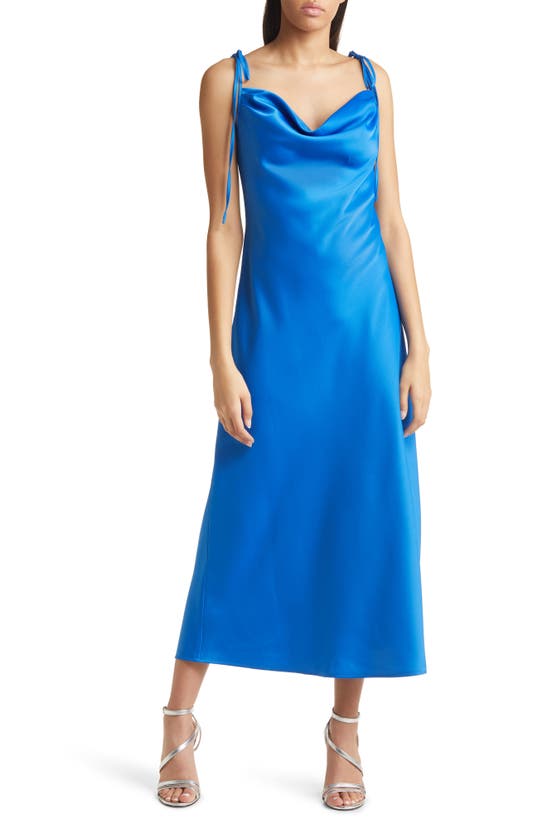 Wayf The Beverly Cowl Neck Midi Dress In Cobalt