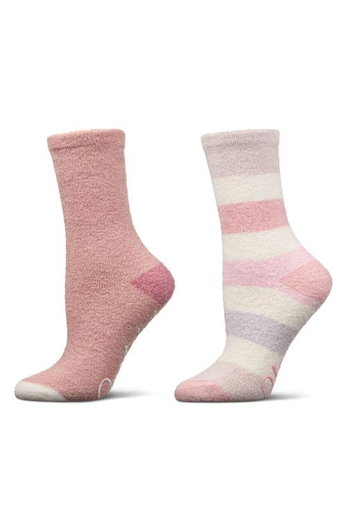 MeMoi Assorted 2-Pack Aloe Infused Crew Socks in Pink 