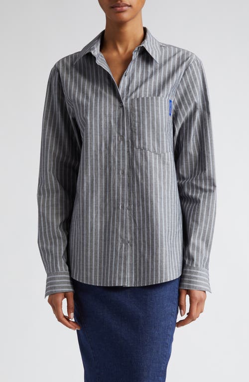 Paloma Wool Maiko Stripe Long Sleeve Organic Cotton Button-Up Shirt Melange Grey at Nordstrom,