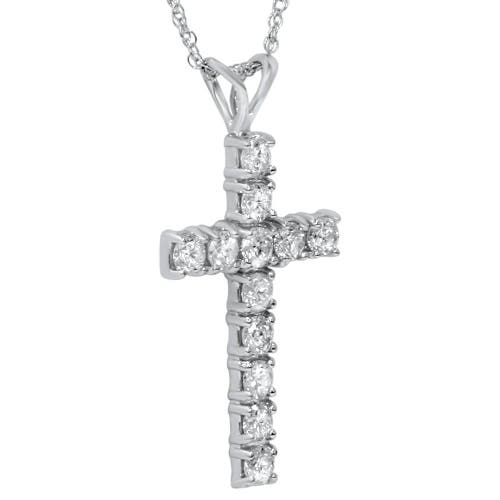 Bliss Diamond 1ct Diamond Cross Pendant 14k Gold (1 Inch Tall) Lab Grown In 14k White Gold