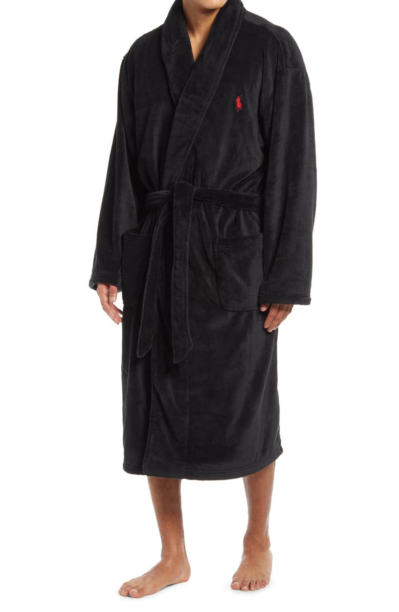POLO RALPH LAUREN Microfiber Men's Robe, Main, color, POLO BLACK