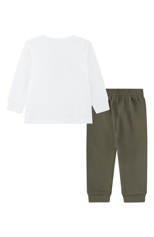 Nike Kids' Long Sleeve Graphic T-shirt & Fleece Joggers Set In Medium Olive