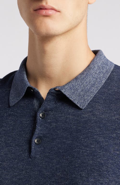 Shop Robert Barakett Fielder Cotton & Cashmere Piqué Polo Sweater In Navy