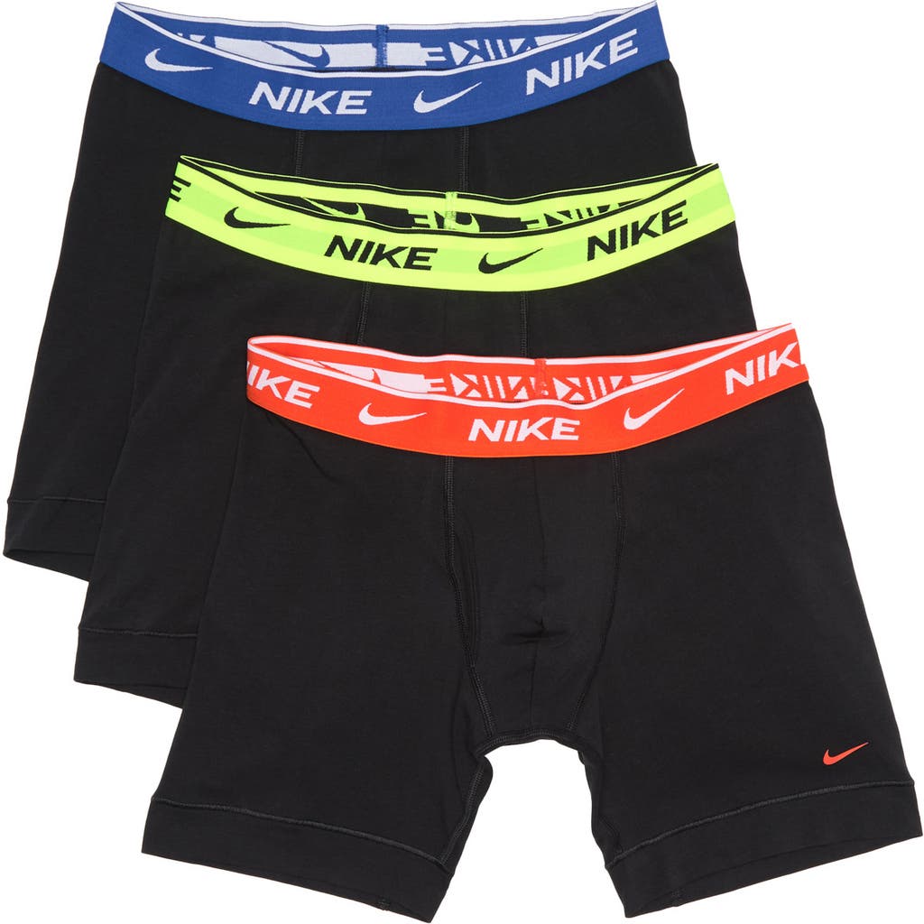 Nike Dri-fit Essential Assorted 3-pack Stretch Cotton Boxer Briefs In Black