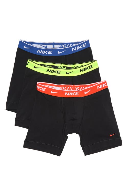 Nike Dri-fit Essential Assorted 3-pack Stretch Cotton Boxer Briefs In Black/volt Wb/t