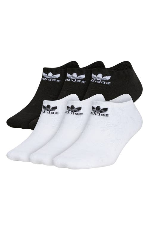 Shop Adidas Originals Adidas Trefoil 6-pack No-show Socks In Black/white