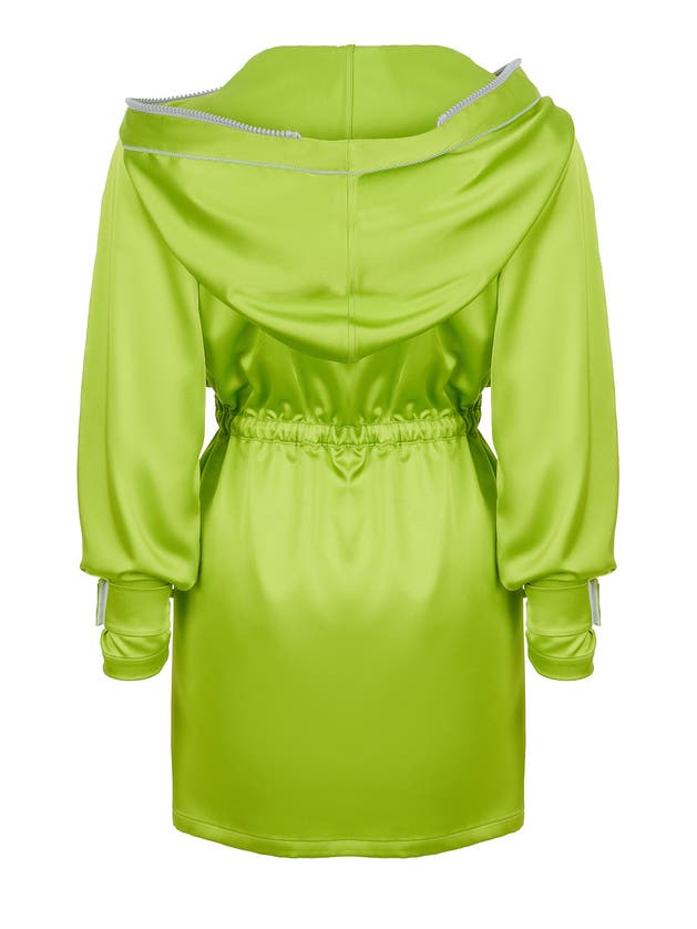 Shop Nocturne Asymmetric Collar Mini Dress In Open Green
