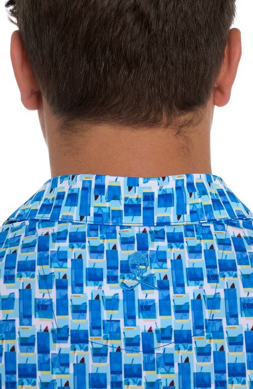 Robert Graham Tequila Sunrise Short Sleeve Performance Golf Polo In Light Blue