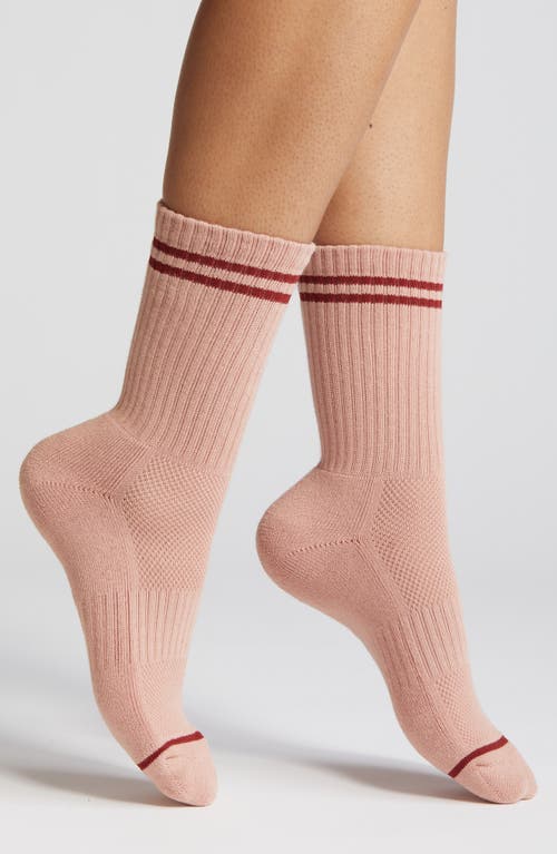 Boyfriend Crew Socks in Vintage Pink