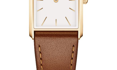 Daniel Wellington Tank Leather Strap Watch, 32mm X 22mm In Gold