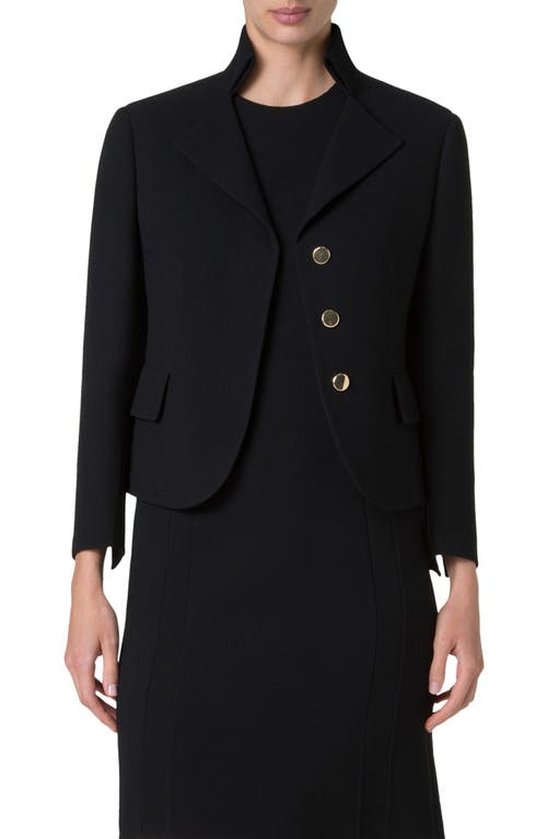 Akris Amber Virgin Wool Crop Jacket in Black 