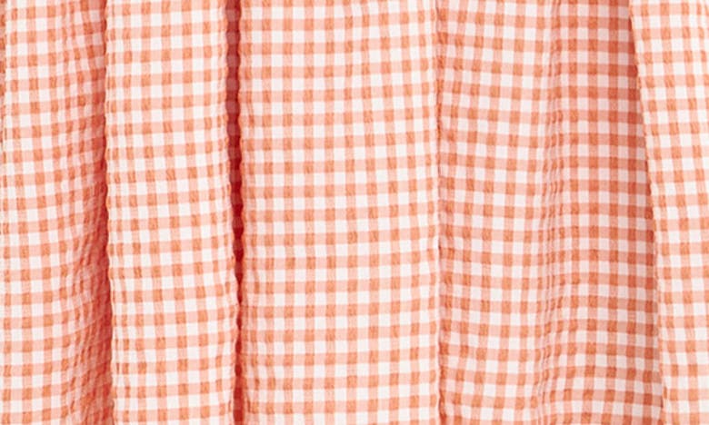 English Factory Mixed Gingham Tiered Dress In Sienna