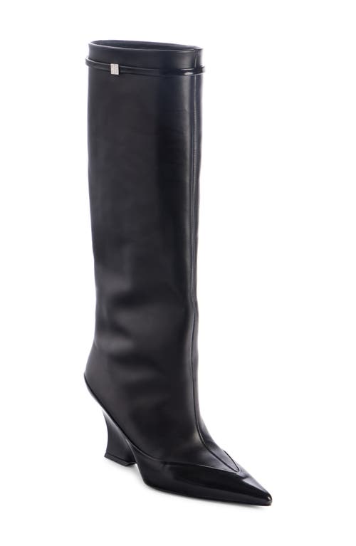 Raven Pointed Toe Knee High Boot in Black
