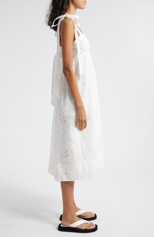 Shop Farm Rio Eyelet Embroidered Midi Dress In Off-white