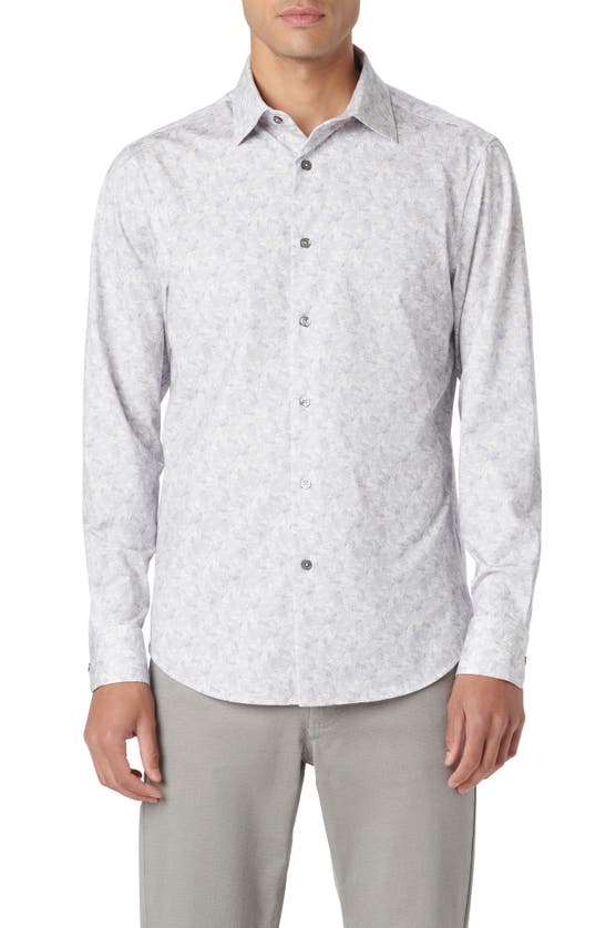 Shop Bugatchi James Ooohcotton® Geometric Print Button-up Shirt In Platinum