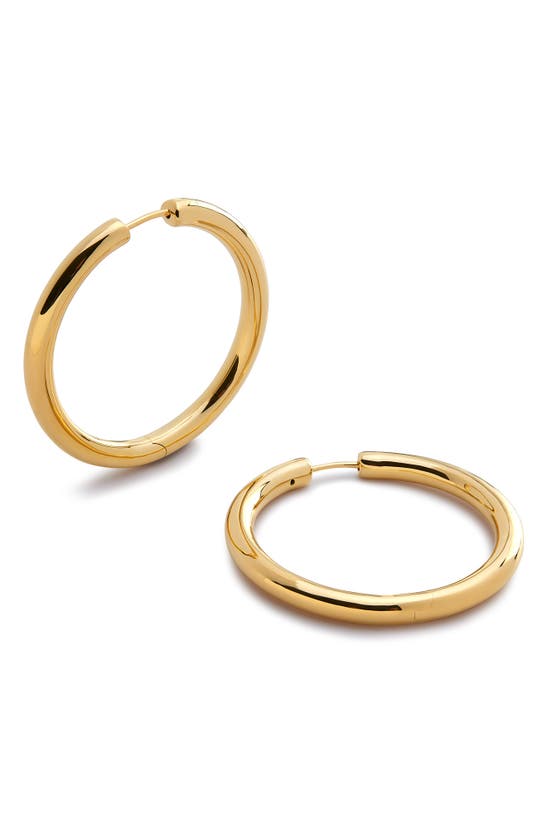 Shop Monica Vinader Large Essential Tube Hoop Earrings In 18ct Gold Vermeil