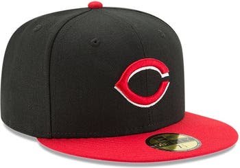 New Era 59FIFTY Cincinnati Reds Road Authentic Collection on Field Fitted Hat Red Black