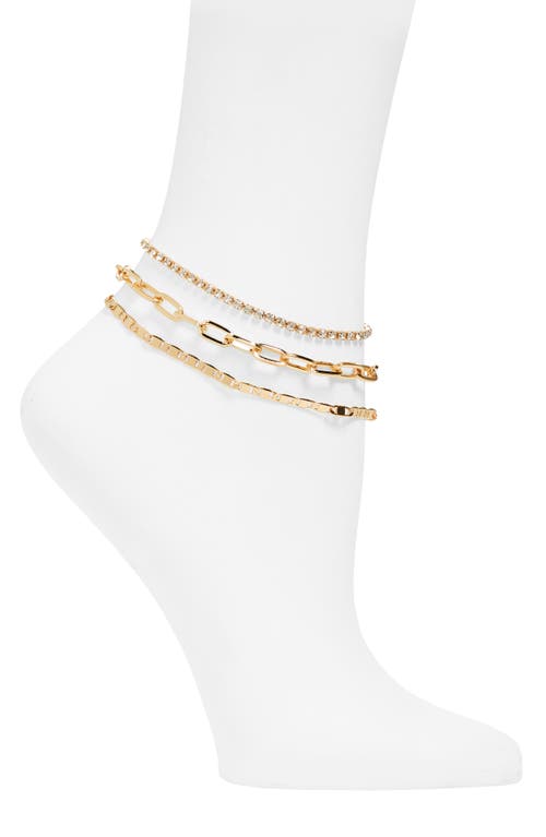 Set of 3 Anklets in Gold- Clear