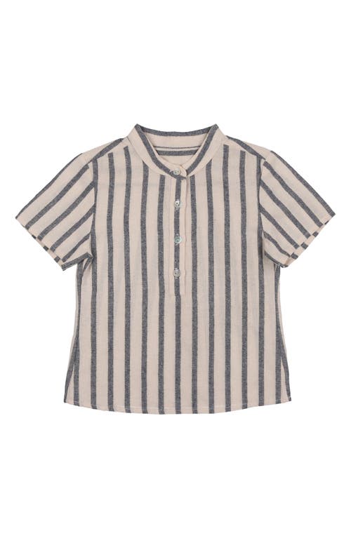 Manière Kids' Stripe Band Collar Henley in Navy at Nordstrom, Size 6