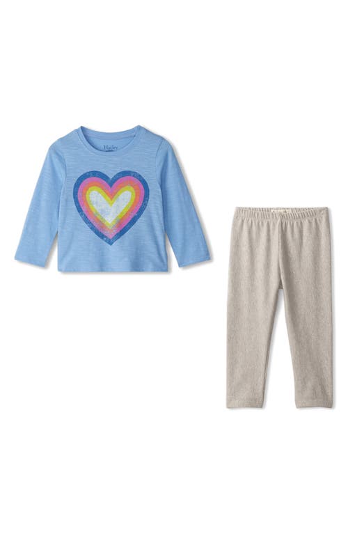 Hatley Babies'  Groovy Heart T-shirt & Leggings Set In Blue