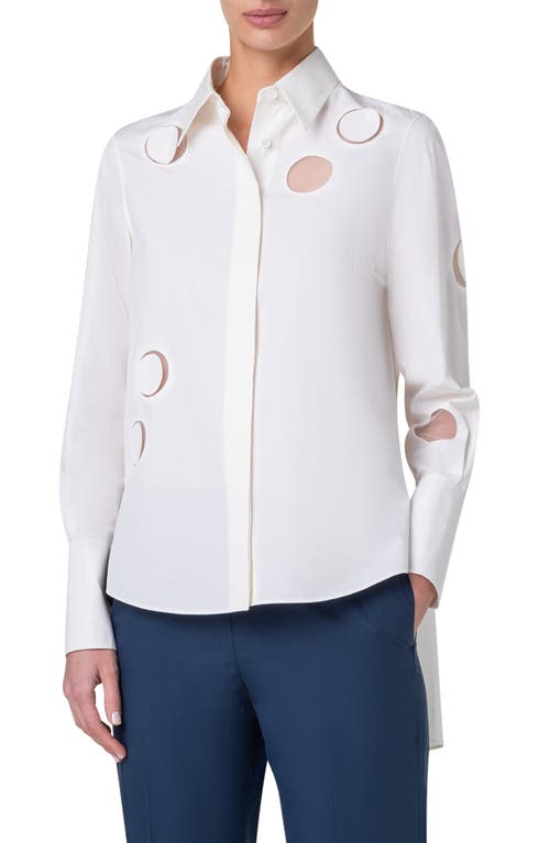 Akris punto Dot Cutout Poplin Trapeze Shirt Cream at Nordstrom,