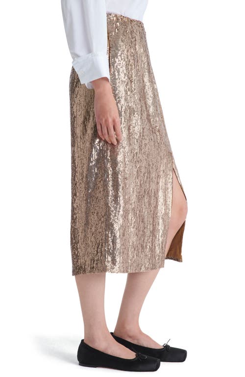 Shop Twp Fishscale Ladylike Sequin Silk Midi Skirt In Honey Hon