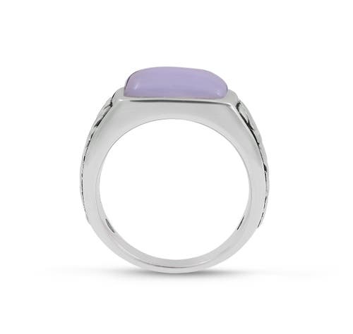 Luvmyjewelry Blue Lace Agate Sterling Silver Men Signet Ring In Blue